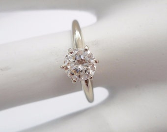 Diamond Ring, Diamond Solitaire, Engagement Ring, Wedding Ring, 14k White Gold .71 Carat Round Brilliant Diamond Solitaire Ring ~SI1 H~ #970