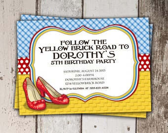 Wizard of Oz Birthday Invitation - Follow the Yellow Brick Road - Birthday Party - Print yourself