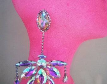 Dragqueen Jewelry Huge chandelier Earrings crystal ab