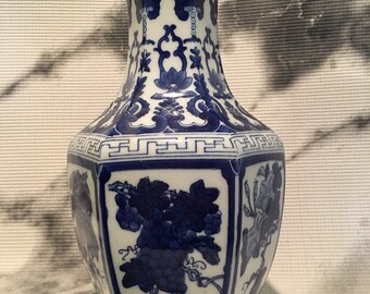 Blue and White Ginger Jar Vase