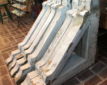 Huge Architectural Salvage Corbels w White Chippy Paint