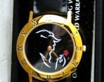 Beauty and the Beast Watch with Red Rose Silhouette Watch