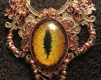 Gold Dragon Eye Bib Necklace
