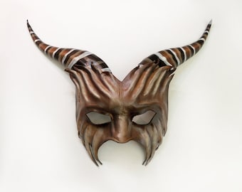 Leather Goat Mask lightweight easy to wear entirely handcrafted with sturdy elastic straps