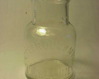 c1890s Chesebrough Vaseline New York ,N.Y., Clear Glass Cork Top Medicine Bottle No. 3