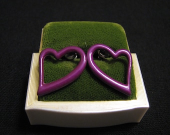 Vintage Purple Heart Pierced Earrings