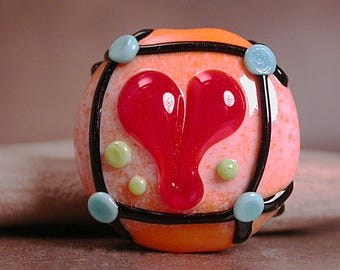 Lampwork Heart Focal Bead, Art Glass Heart Bead, Glass Heart Bead, Divine Spark Designs, SRA