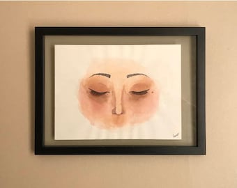 Hand Painted Wall Art - Closed Eyes