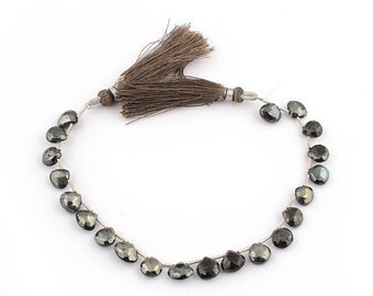 Memorial Day 1 Strand Excellent Quality Black Spinel Gray Coated Faceted Heart Beads Briolettes 8mmx8mm 8 Inches Sb1518