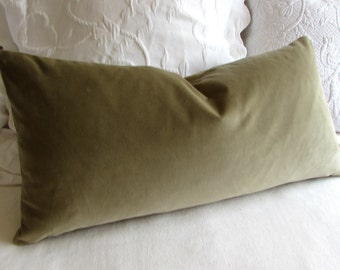 SAGE/OLIVE velvet lumbar rectangular bolster pillow 13x26