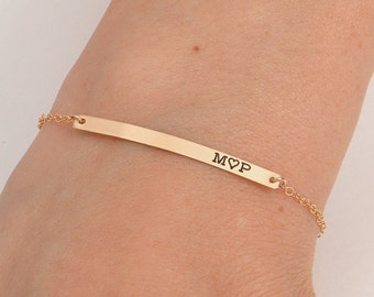 Gold Bar Bracelet, Bar Bracelet, Name Engraved Bracelet, GOLD, ROSEGOLD, SILVER, Bridesmaid Jewelry, Nameplate Bracelet, Valentines Day