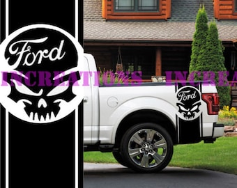 Ford F-150 Skull Truck Side Stripes Decals Off Road Stickers Set of 2 Car Decal