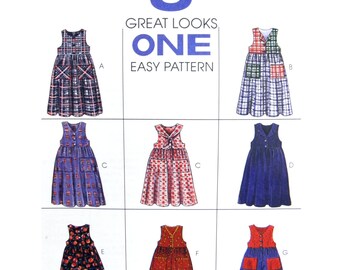 1994 McCall's 8248 Girls' Loose Fitting, Front Buttoned Jumper, Romper with Detachable Collar, Uncut, Factory Folded Sewing Pattern Size 4-6