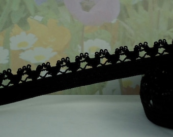 5yds Elastic Picot Lace Stretch Black Skinny 1/2" inch scalloped edge Picot Edging Headbands Sewing lingerie Underwear Elastic Trim