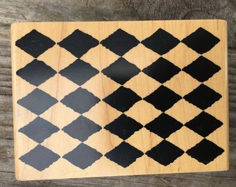 Inkadinkado - Harlequin - 3x5" background rubberstamp, wood mount, in excellent used condition
