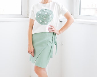 Wrap Skirt, Pencil Skirt, Midi Skirt, Green Skirt, Boho Skirt, High Waisted Skirt, Mini Skirt, Summer Skirt, Romantic Skirt, Summer Skirt