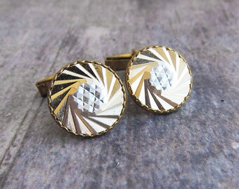 Vintage cuff link Gold cufflink Geometric cufflinks Mens accessory Vintage cufflink Old cufflinks Groomsmen cuff link Retro wedding cufflink