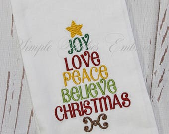 Joy Love Peace Believe Christmas Kitchen Tea Towel