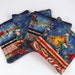 Handmade Christmas Coaster Set of Four Coasters Reversible Fabric Coaster Table Mat Protector Gift Exchange Christmas Stocking Stuffers