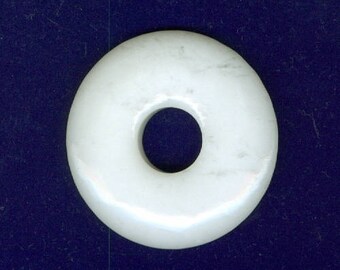 White Jade Pendant, 40mm White Jade Gemstone PI Donut Pendant Focal Bead Doughnut 1202