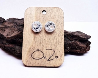 Handmade ceramic OOAK round stud earrings - Textured earrings