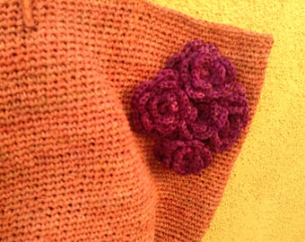 Orange Crochet Straw Shoulder Bag