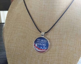 My Heart Belongs to a Soldier pendant and necklace