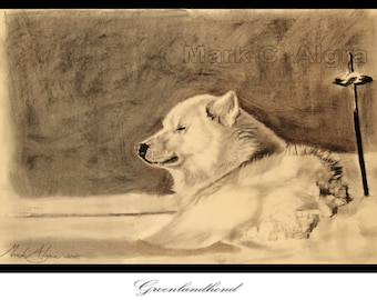 Artist trading card of Greenland dog