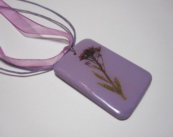 Dried pressed flower necklace pressed flower pendant pressed flower jewelry resin wooden necklace