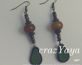 Leather and pearl earrings.