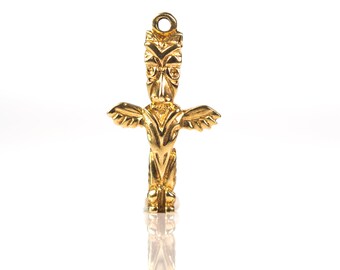 Circa 1980s Vintage Thunderbird TOTEM Charm Pendant Crafted in 10 Karat Yellow Gold, VJ#231