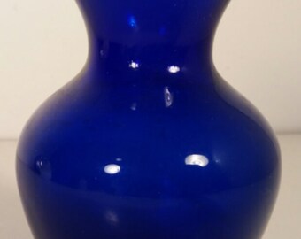 Cobalt Blue Glass Ruffle Top Flower Vase