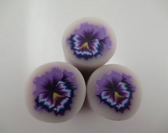 Purple Pansy Polymer Clay Cane, Raw Polymer Clay Cane, Millefiori