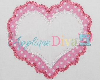 Valentine's Day Lace Heart Embroidery Design Machine Applique
