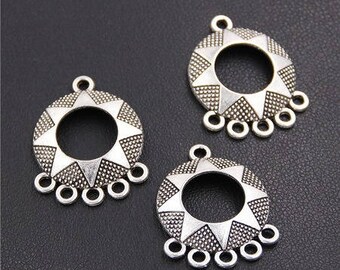 4 dangles, silver connectors antique crimp 27mm (approx)