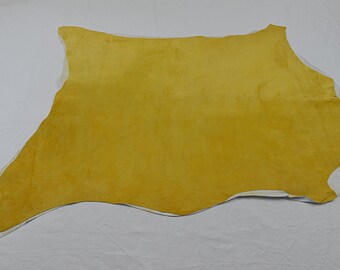Mustard velvet calfskin leather