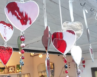 Pretty Stained Glass Handmade Heart Suncatchers in Various Colours