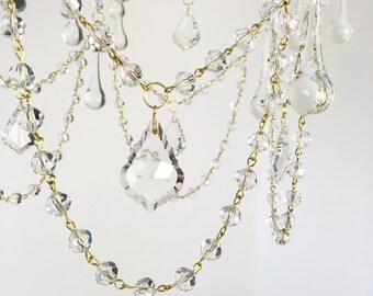 Klar Kristall-Kronleuchter Perlengirlande, 39" lang mit 10mm Runde Crystal Garland