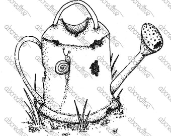 Old Watering can vintage lineart