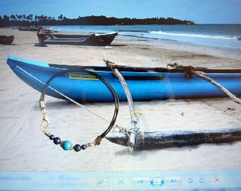 Mixed bracelet, ethnic style and zen healing made semi precious Lapis lazuli and turquoise