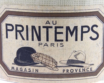 Antique French Hat Box, Parisian Hat Box, Department Store Au Printemps, Jeanne D'arc Living. French Nordic Style