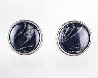 Round patterned vintage clip earrings