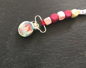 Pacifier clip bead wood and name