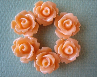 6PCS Mini Rose Flower Cabochons, 10mm Resin Roses,10mm Mini Roses, Creamsicle, 10mm Rose Cabochons, Diy Supplies and Crafts, Zardenia