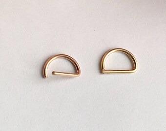 D Septum Ring, Rose Gold Septum Ring 14K Gold Filled 925 Sterling Silver Septum Ring.