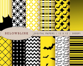 Batman Digital Paper Pack, Scrapbook Papers, 12 jpg files 12 x 12 - Instant Download - DP221