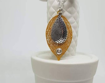 Pretty mustard yellow leaf necklace