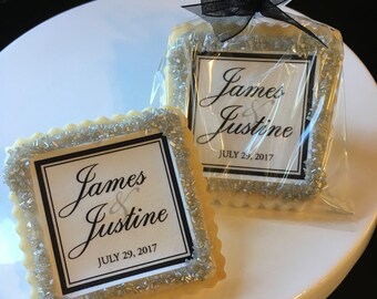 Edible Wedding Favor Shortbread Personalized Cookies--1 Dozen