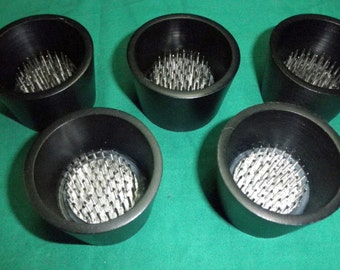 5 Black Aluminum Water Holding Floral Pin Frogs or Kenzan for Japanese Ikebana Vases or Stands