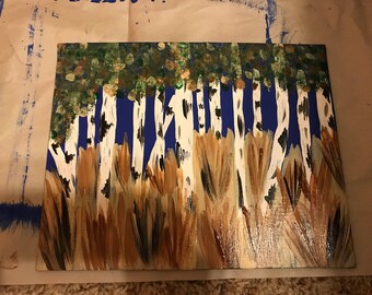 Birch Acrylic Painting 8x10in
